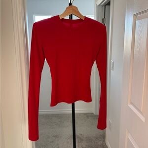 Norma Kamali Red Shoulder Pad Top